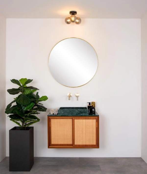 Lucide TRUDY - Flush ceiling light Bathroom - Ø 28 cm - 3xG9 - IP44 - Black - ambiance 2